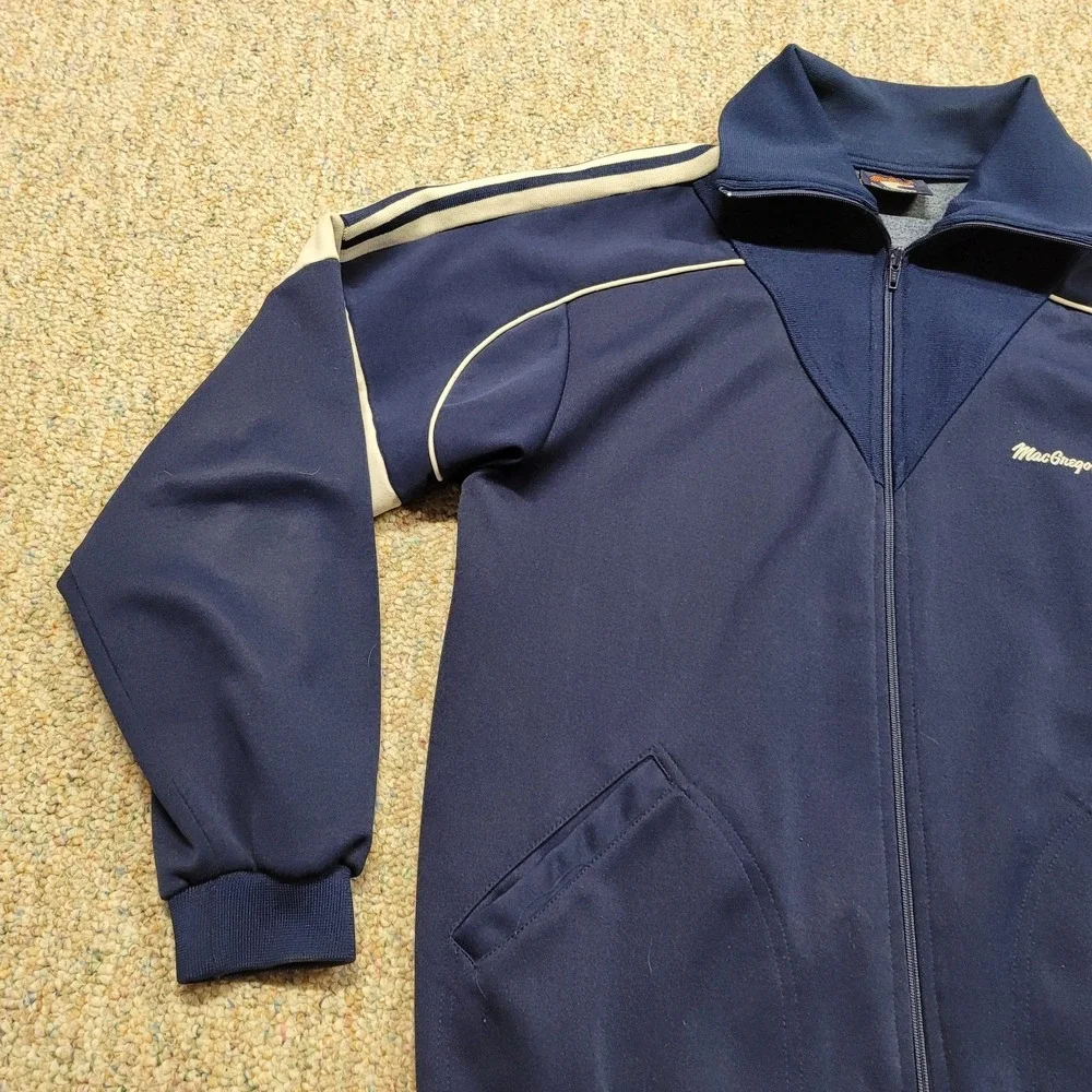 Vintage MacGregor Track Jacket Mens Large Blue Full Zip Gym Training Track Sport